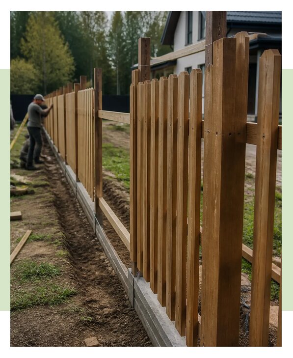 Деревянный забор для частного дома под ключ в Сердобске